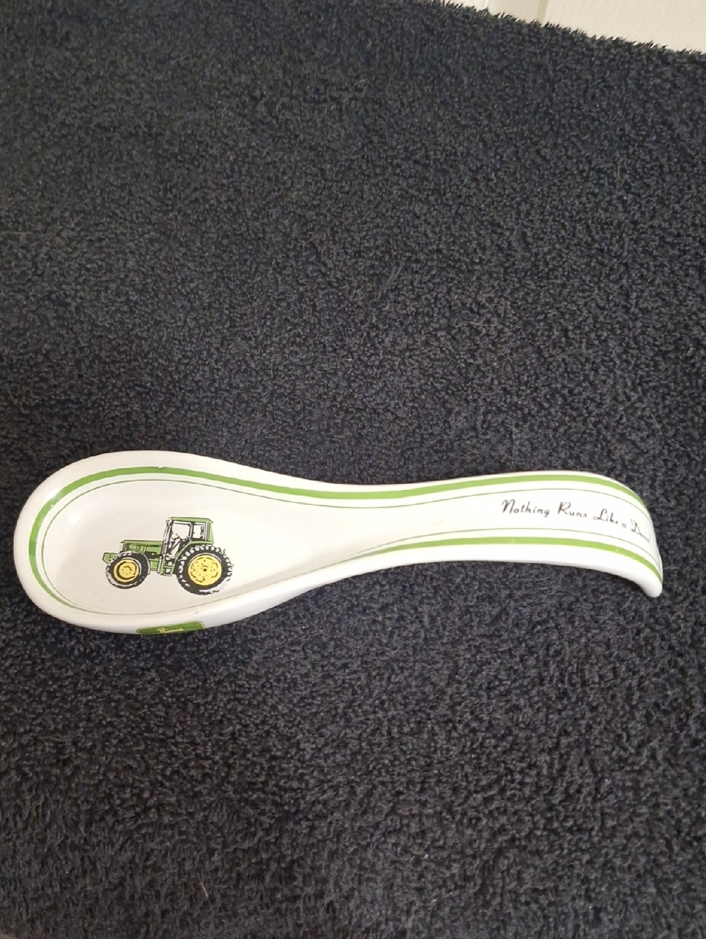 Gibson John Deere Ceramic Spoon Rest - White Green